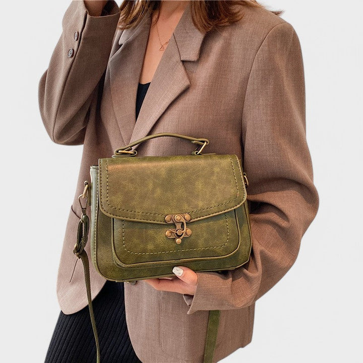 Vintage Satchel Bag with Antique Lock