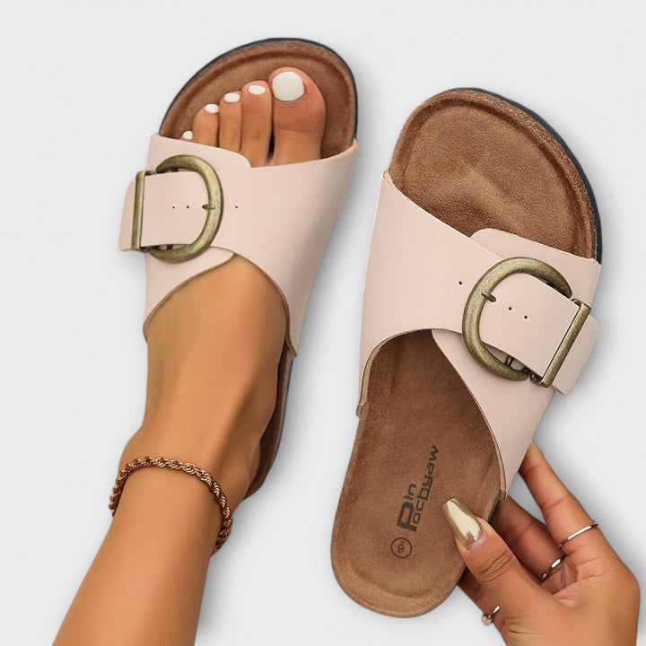 Margie - Women's Cork Sandals with Buckle Strap Design