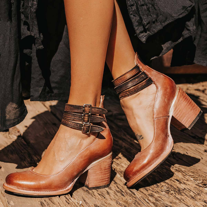Dorothea | Vintage Leather Strap Heels