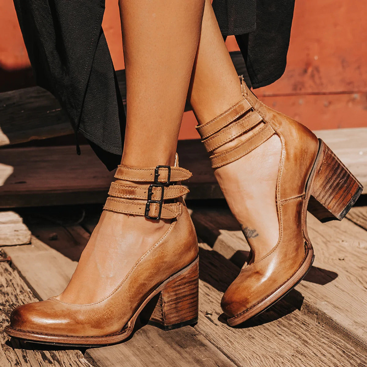 Dorothea | Vintage Leather Strap Heels